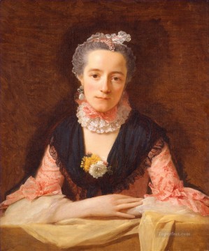 Allan Ramsey Painting - Dama con un vestido de seda rosa Allan Ramsay Retrato Clasicismo